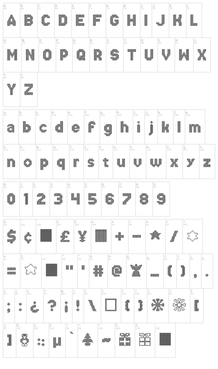 Xmas Sweater Stitch font map